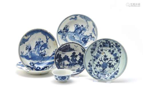 A group of blue and white wares