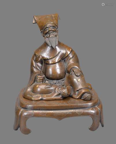 A Japanese Bronze Figure of Jurojin