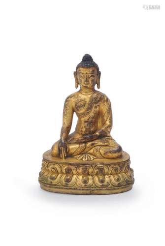 A Sino-Tibetan gilt-bronze Buddha