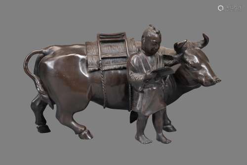 A Japanese Bronze Model of an Ox