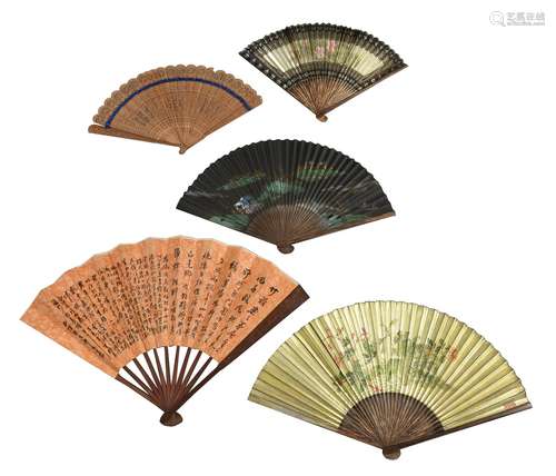 Five Chinese foldable fans