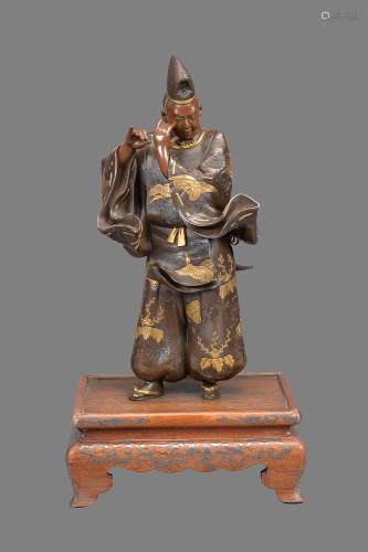 Miya-O Eisuke: A Japanese Parcel Gilt Bronze Figure of a Man