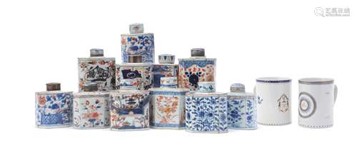 Ten various Chinese Imari tea canisters