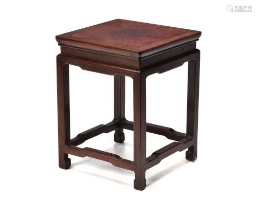 A Chinese hongmu and burlwood table-form stand