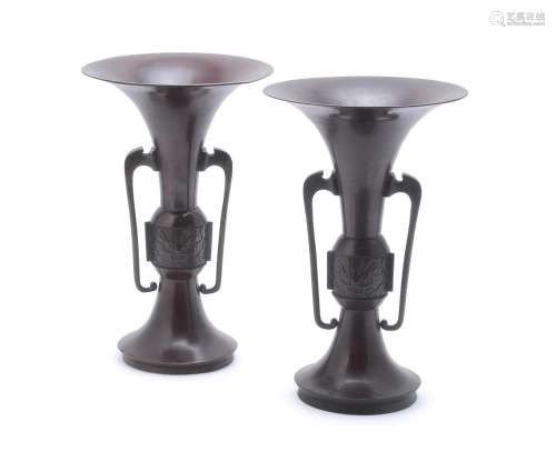 A Pair of Japanese Bronze Vases