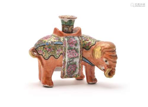 A Chinese famille-rose 'Elephant' candlestick