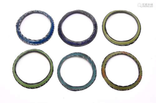 Six Islamic glass bangles