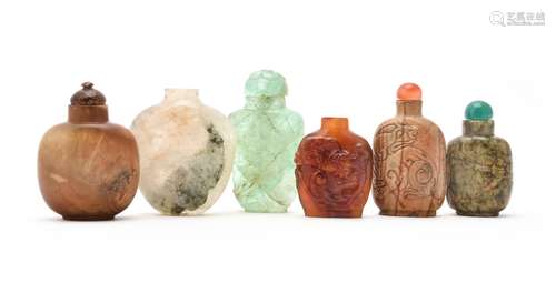 Six Chinese hardstone snuff bottles