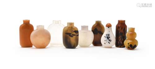 A group of nine Chinese glass snuff bottles