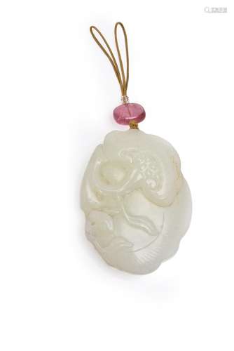 A Chinese white jade pendant