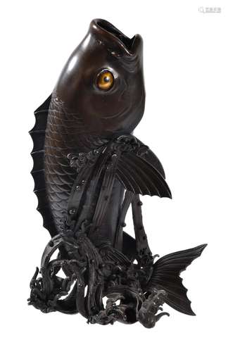 A Large Japanese Bronze of a Carp