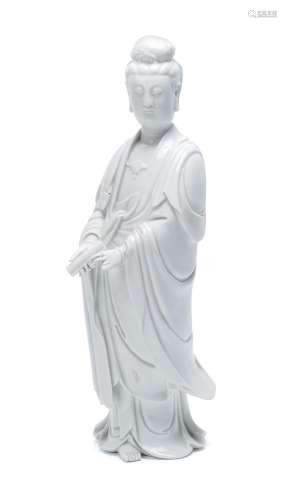 A Chinese dehua standing figure of Guanyin