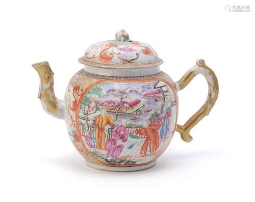 A large Chinese famille rose porcelain teapot and cover