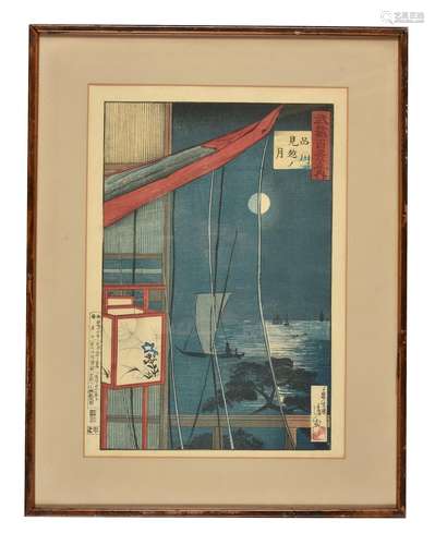 Kobayashi Kiyochika (1847-1915): A woodblock print in inks on paper from his series One Hundred View