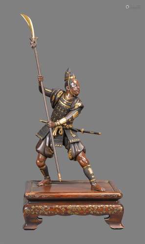 GYOKKO: A Japanese Parcel Gilt Bronze Figure of a Warrior