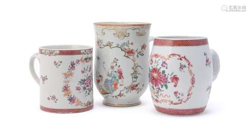 Three various Famille Rose mugs