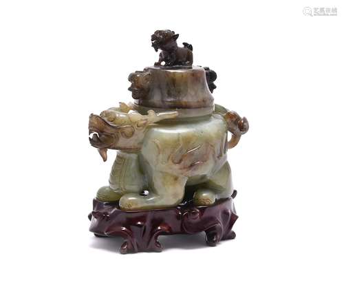 A Chinese celadon censer and cover