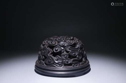 A Chinese Rosewood Cloud Pattern Censer