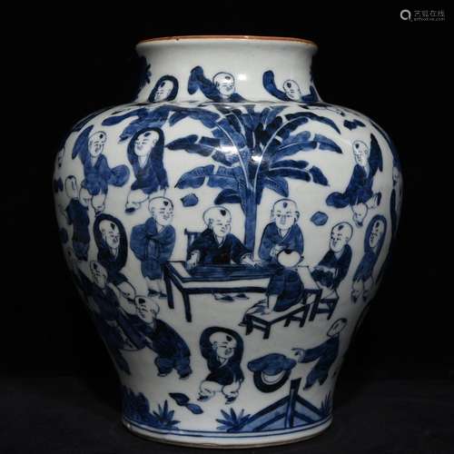 A Chinese Porcelain Blue&White Figure Story Jar