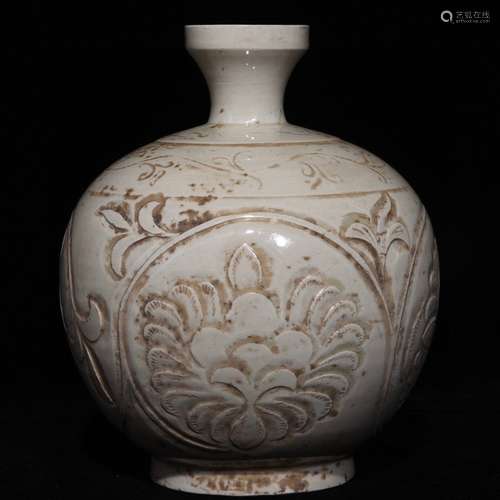 A Chinese Porcelain Ding Kiln Floral Zun