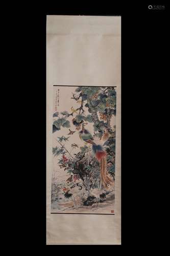 A Chinese Painting Of Bird&Floral, Yan Bolong Mark