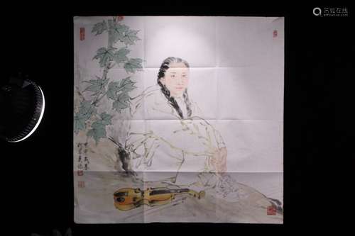 A Chinese Painting Of Figure, He Jiaying Mark