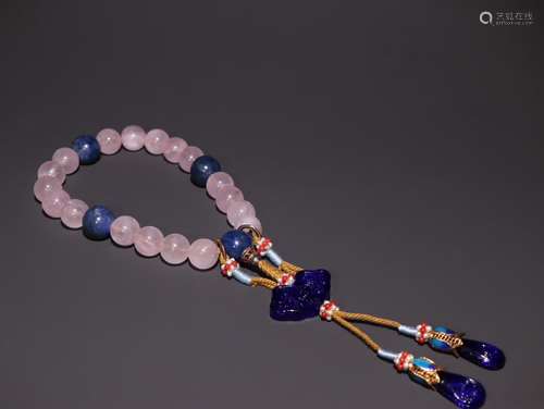 A Chinese Pink Crystal Bracelet