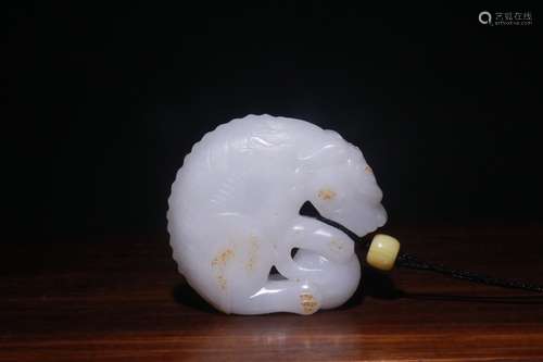 A Chinese Hetian Jade Lion Pattern Hand Piece