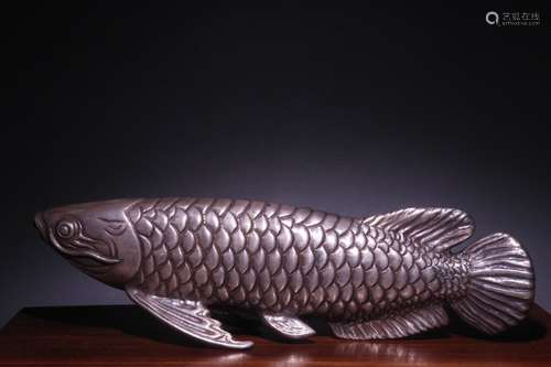 A Chinese Silver Fish Shaped Ornament