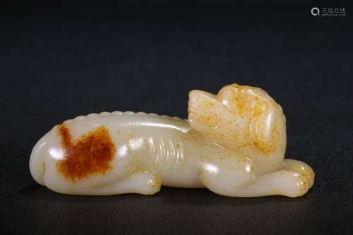 A Chinese Hetian Jade Dog Ornament