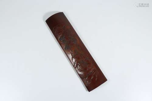 A Chinese Bamboo Figure-Story Armrest