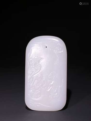 A Chinese Hetian Jade Figure-Story Pendant