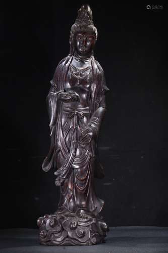 A Chinese Rosewood Guanyin Statue