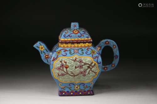 A Chinese Zisha Cloisonne Teapot