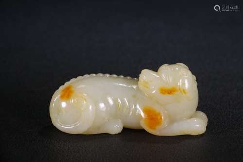 A Chinese Hetian Jade Dog Hand Piece