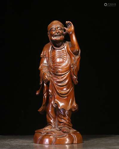 A Chinese Boxwood Arhat Ornament