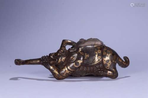 A Chinese Bronze Ware Embeded Silver Hand Piece