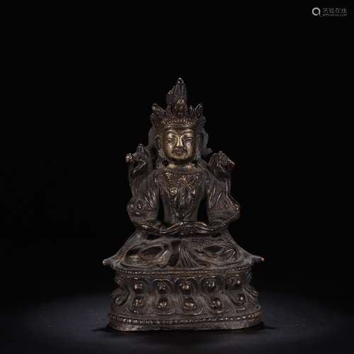 A Chinese Bronze Guanyin Statue