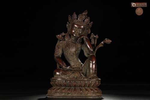 A Chinese Bronze Guanyin Statue