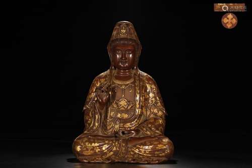 A Chinese Gilt Bronze Guanyin Statue