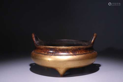 A Chinese Gilt Bronze Censer