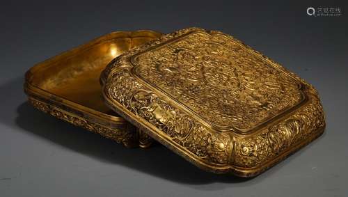 A Chinese Gilt Bronze Box With Lid