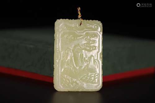 A Chinese Hetian Jade Figure-Story Pendant