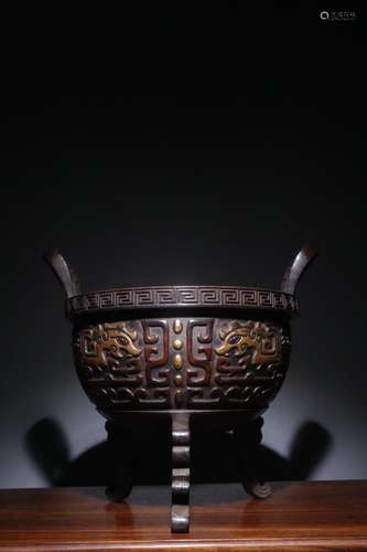 A Chinese Bronze Censer Of Dragon Pattern