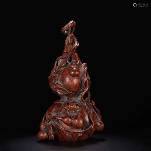 A Chinese Agarwood Gourd Shaped Ornament