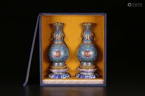 Pair Of Chinese Cloisonne Vases