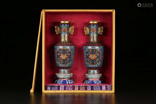 Pair Of Chinese Cloisonne Vases