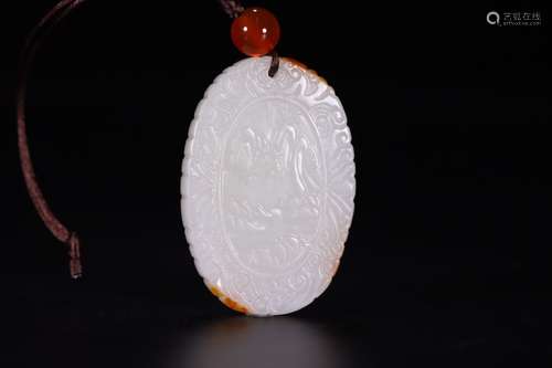 A Chinese Hetian Jade Landscape Pendant