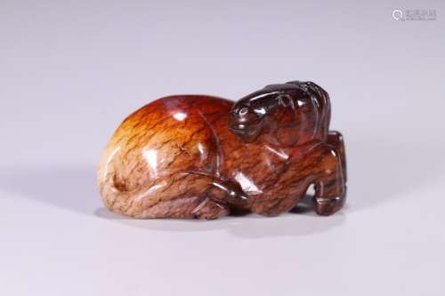 A Chinese Hetian Jade Horse Ornament