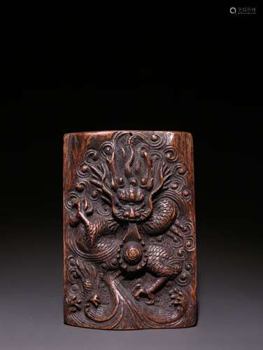 A Chinese Agarwood Dragon Pendant